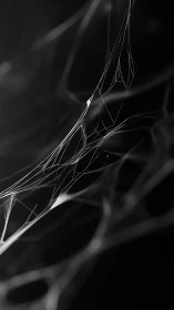 Delicate spiderweb strands glow softly in shadowed darkness