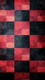 Grid of textured red and black squares forms abstract digital field