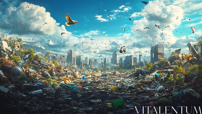 Sky of gulls above a plastic-choked canyon of lost cities.