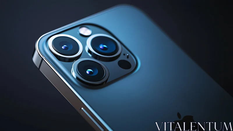 Premium Smartphone Camera Module: Triple-Lens Array in Pacific Blue.