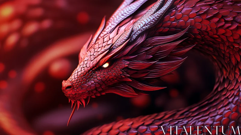 Crimson ember dragon coils through molten twilight haze.