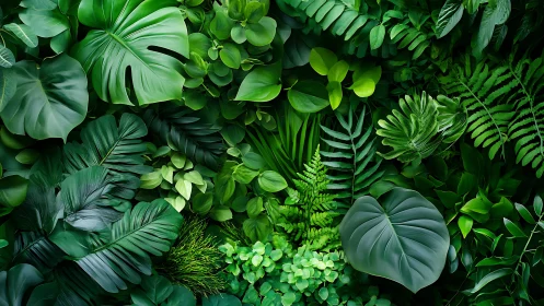 Dense tropical foliage wall shows layered leaf morphology diversity