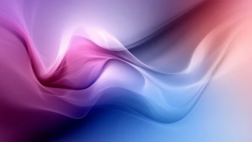 Chromatic fluid waveforms curve across a luminous gradient field