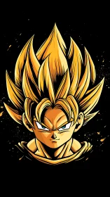 Golden warrior’s hair blazes upward and shreds the dark