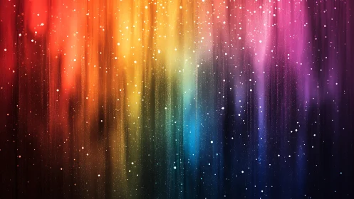 Color rain slips through cosmic night and quietly glows