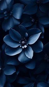 Indigo Blooms: Monochromatic Blue Floral Study.