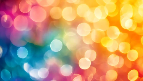 Defocused multicolor bokeh circles on gradient background.