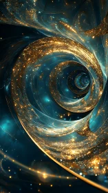 Glowing starlit spirals swirl into a gentle cosmic tunnel