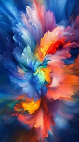 Multicolor abstract paint plumes converge in dynamic motion