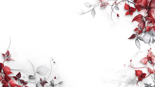 Red Floral Botanical Frame Design.