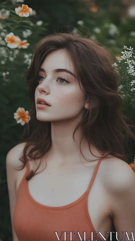 Soft-eyed daydream drifts through blooming garden quiet