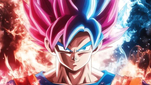 Blazing anime warrior stands strong amid swirling energy