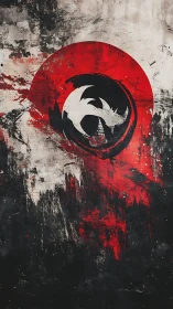 Grunge Thundercats emblem painted within distressed red circle