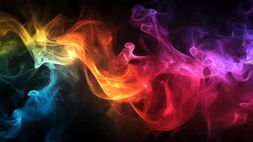 Colored vapor gradients form continuous spectrum on black background