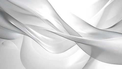 Elegant flowing silver and white abstract waves digital artwork.