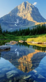 Twin peaks converse in a glassy alpine looking-glass lake