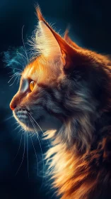 Feline Portrait with Backlighting and Warm Color Gradients