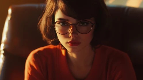 Soft sunset portrait captures pensive girl in warm glow