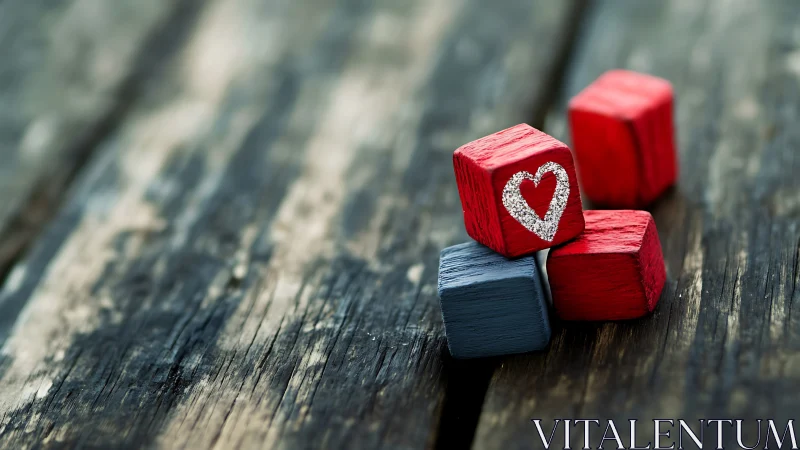 Love Defies Gravity: Red Blocks Embracing the Heart Symbol