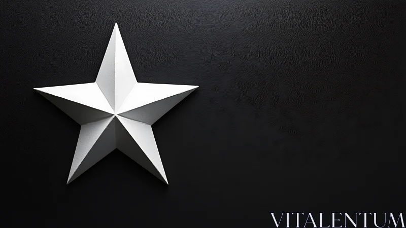 Geometric white relief star on textured black substrate wall.