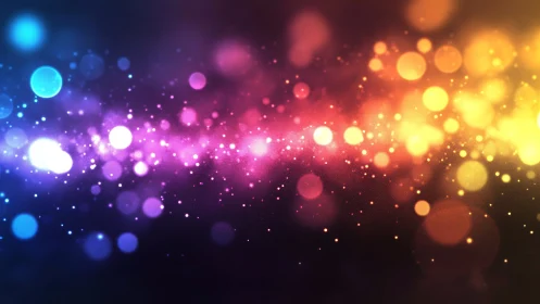Multicolor bokeh light streak with luminous particle field gradient