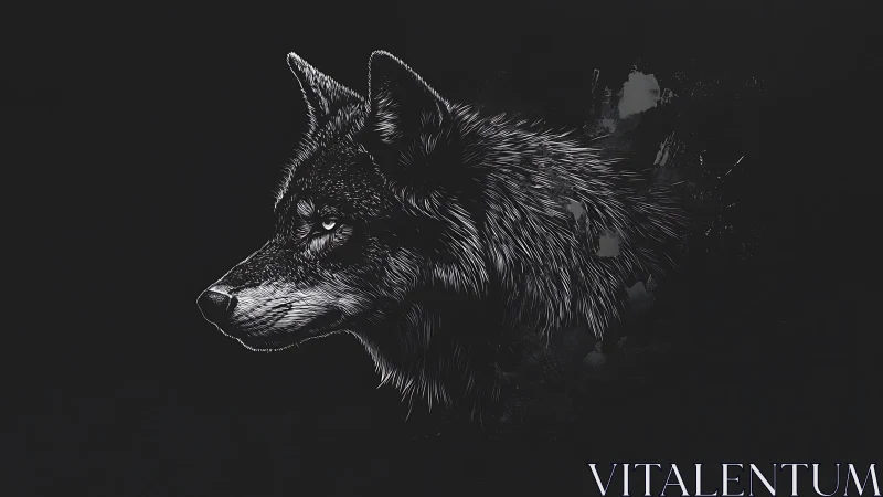 Midnight wolf carves its silver silhouette from darkness