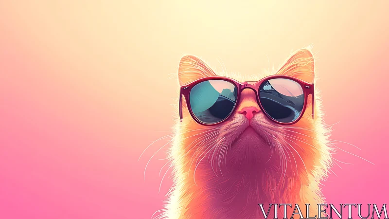 Cool Cat with Sunglasses in Vibrant Gradient Light.