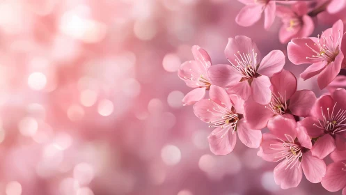 Delicate Pink Cherry Blossoms in Soft Bloom