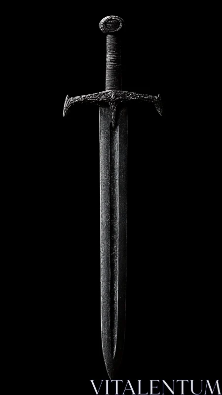 Weathered knightly sword hangs like a quiet iron verdict
