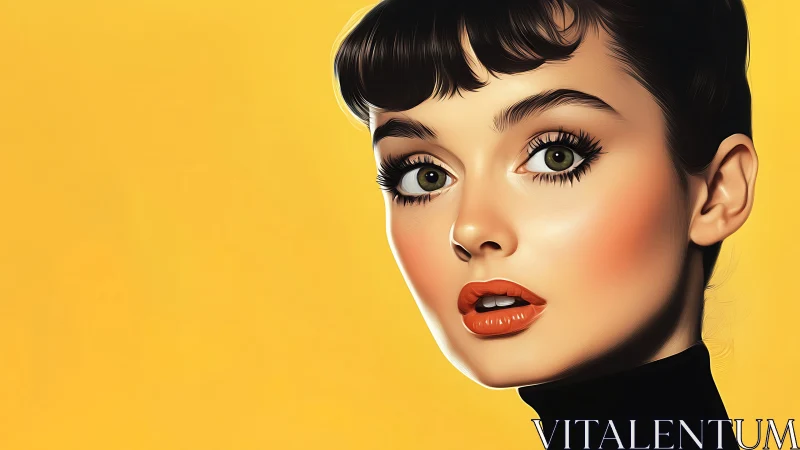 Radiant retro-inspired portrait glows against golden yellow