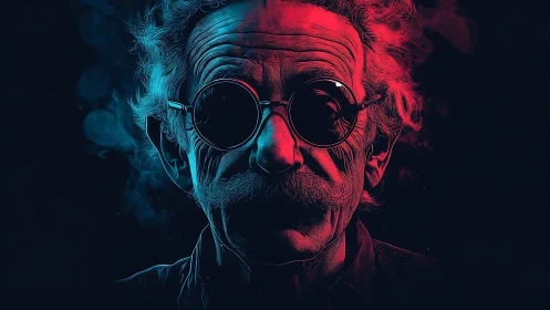 Electric portrait glows as color and wisdom softly collide