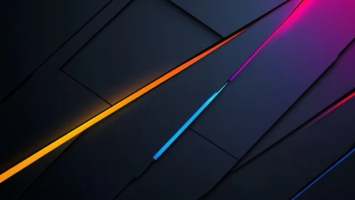 Neon diagonal gradients slice through dark geometric planes.
