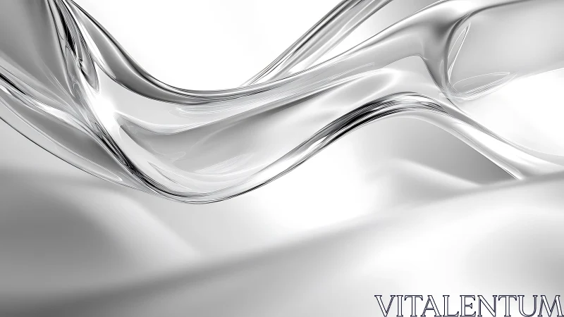 Fluid Glass Abstraction with Minimalist White and Silver Tones.