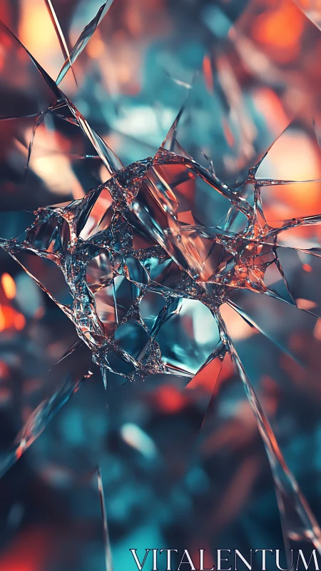 Shimmering cracked glass weaving light into gentle color.