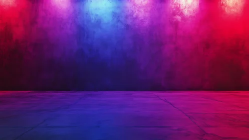 Color-washed studio wall glowing in moody neon light.