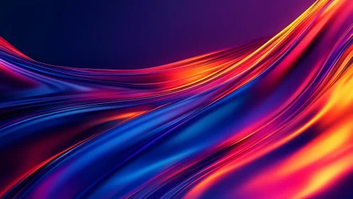 Chromatic flowing wave surfaces in abstract digital field.