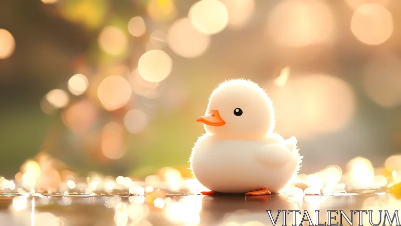 Fluffy White Duckling with Orange Beak.