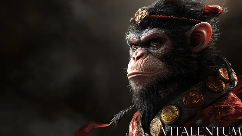 Simian warrior portrait with cinematic 3D surface detailing.