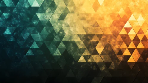 Geometric triangular abstract with teal and gold gradient effect.