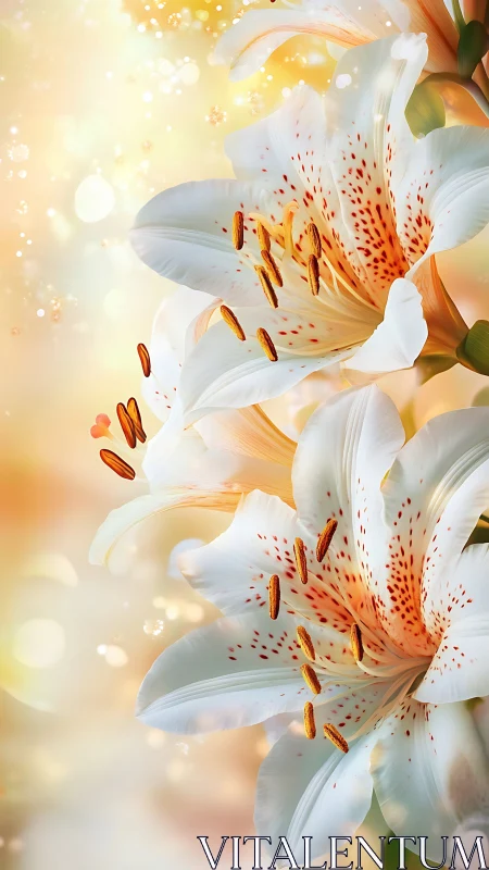 White Stargazer Lilies with Golden Stamens.