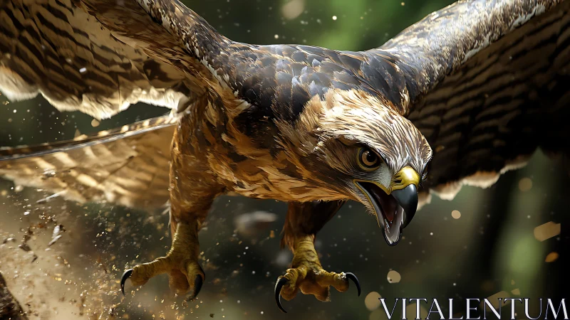 Majestic Eagle in Mid-Flight Realistic Digital Art Illustration.