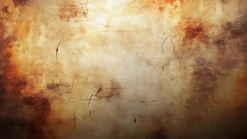 Textured ochre plaster wall with grunge cracks and patina.