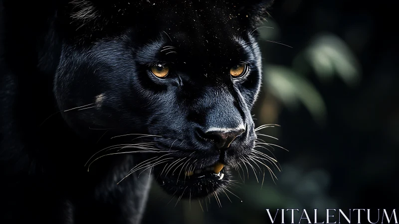 Nocturnal Amber Eyes: Black Panther's Mesmerizing Gaze