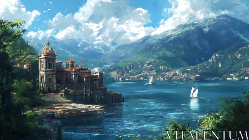 Lakeside Manor Dreams: Alpine Architecture Meets Aquamarine Serenity.