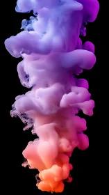 Billowing rainbow smoke drifts in a dreamy vertical cascade