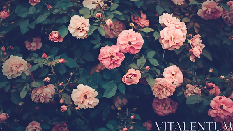 Vintage Rose Garden in Soft Pink and Cream Tones