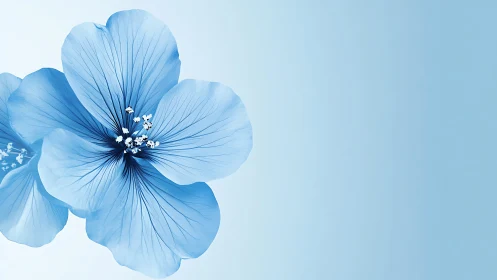 Blue Flax Flower Against Light Sky.