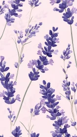 Purple lavender flowers arranged vertically across pale background.