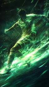 Neon-charged striker carves a comet trail across pitch
