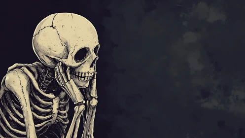 Human skeleton illustration posed against dark empty space.